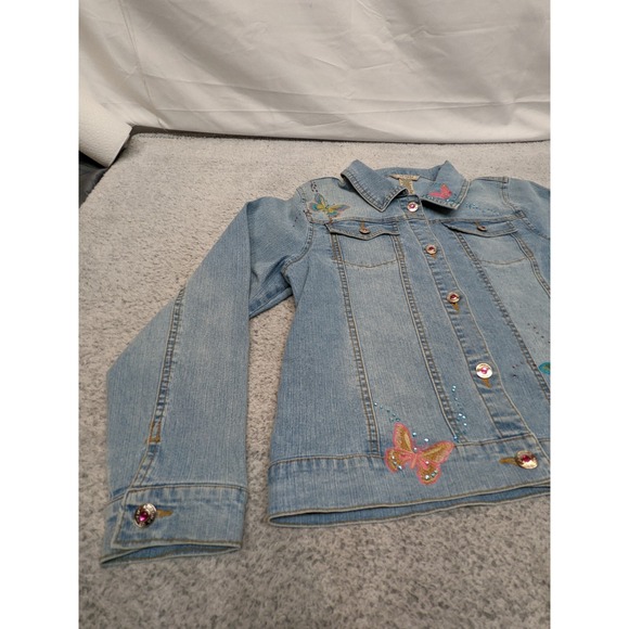 Arizona Denim Jacket Women's Size 18.5 XL Rhinestone Butterfly Embroidered Y2K - Picture 2 of 14